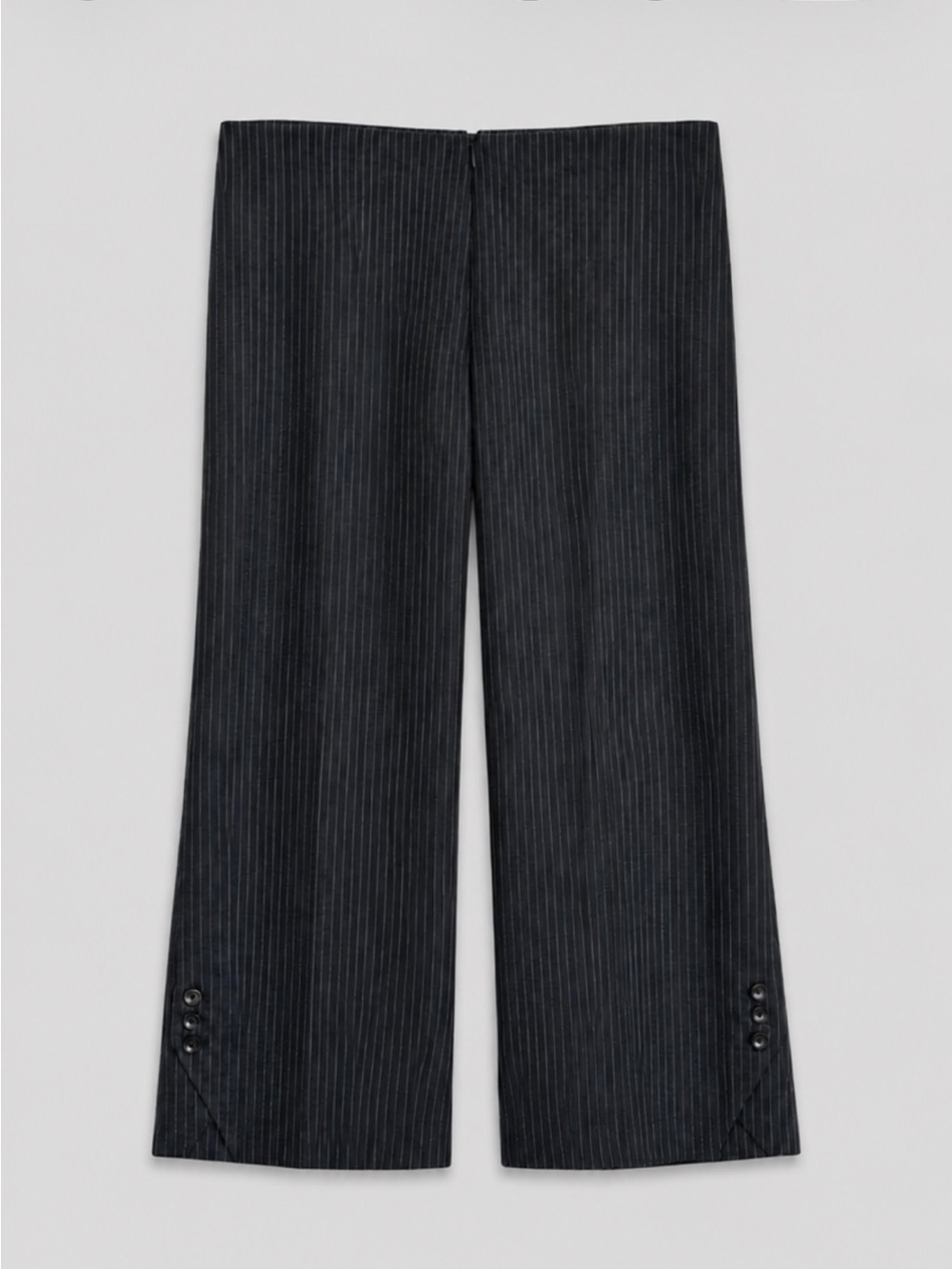 Cop Copine Pantacourt Dark Charcoal Gray Pinstripe Cropped Wide Leg Pants Medium - Picture 2 of 6
